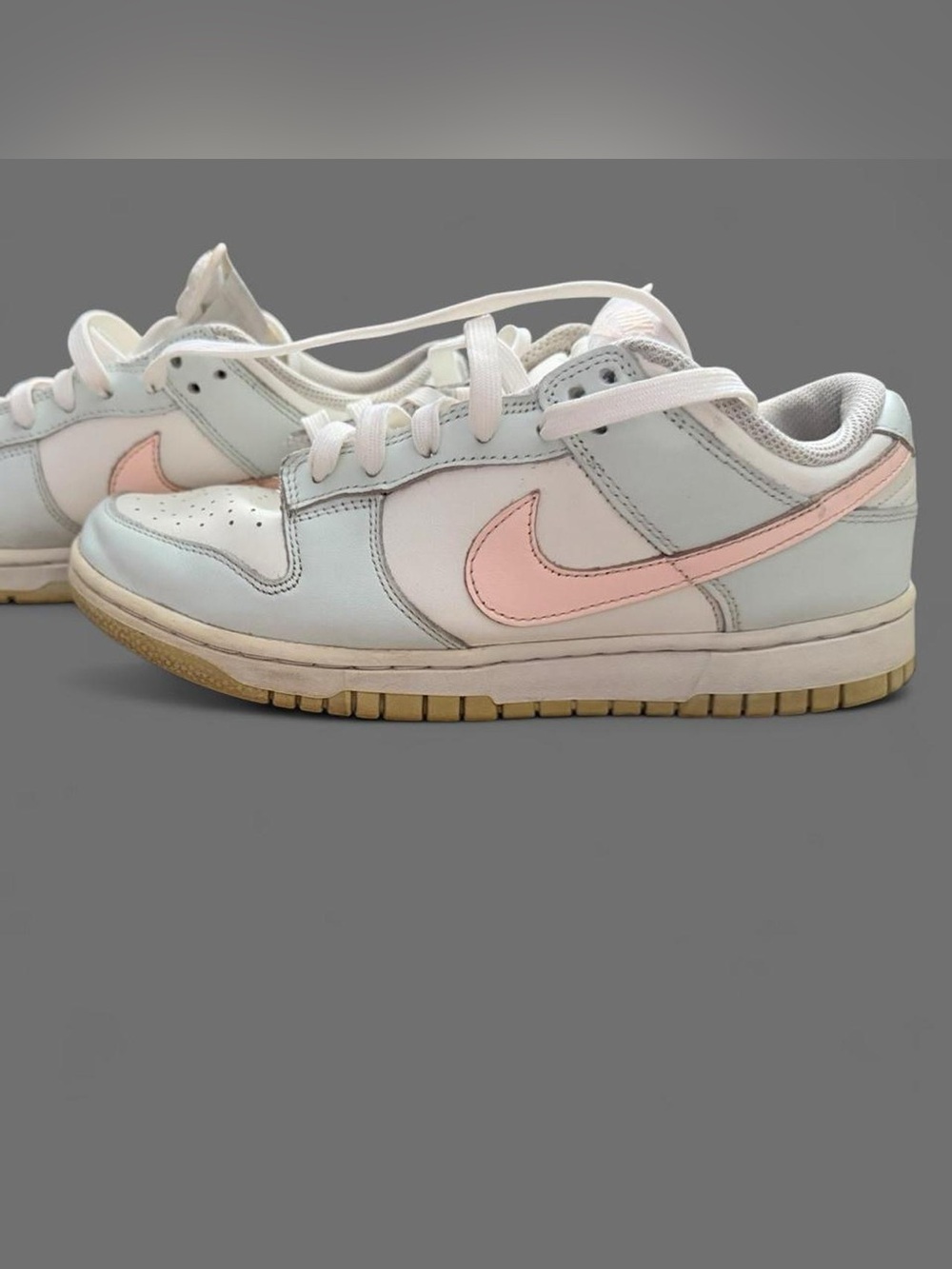 Nike Women's Dunk Low-Top Sneakers in White Mint with Pink Swoosh